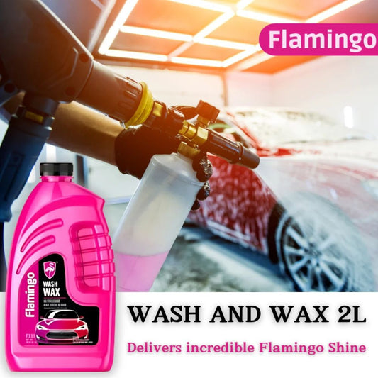 1 F333 Flamingo shampoing car wax 2L + 1 peau chamois bleu 64x43