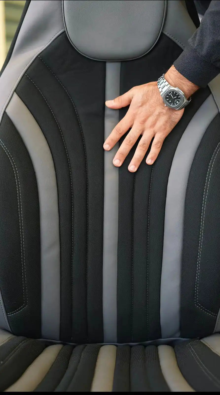 Housses de Sièges Auto Premiumen cuir – Compatibles avec Tous les Véhicules - Full grey