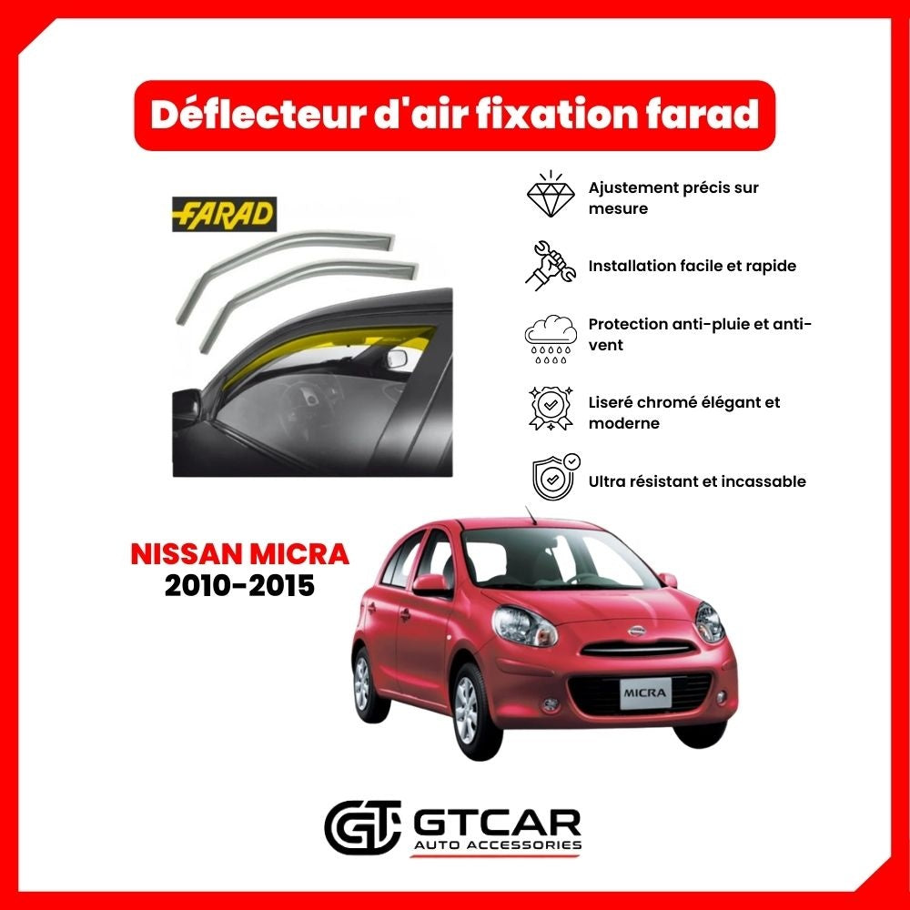 Déflecteur d'air fixation farad 2piece Nissan Micra 2010-2015