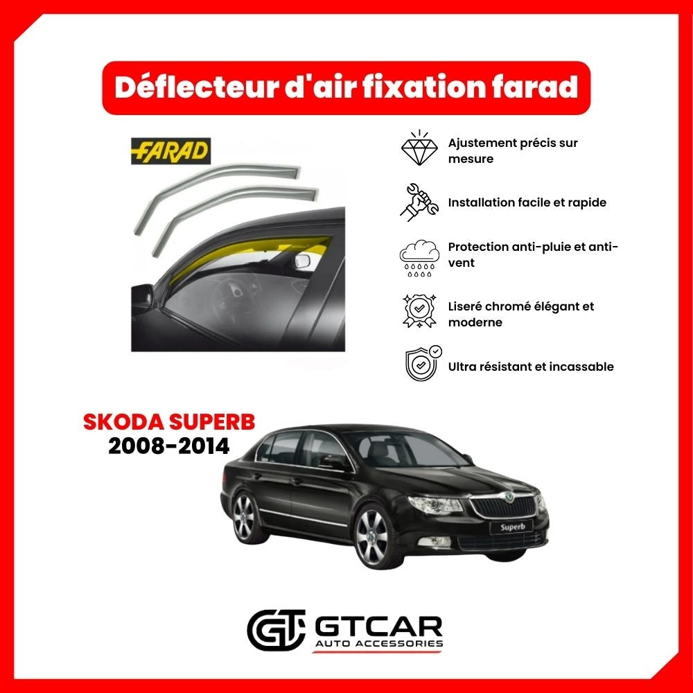 Deflecteur d'air fixation farad 2piece Skoda Superb 2008-2014