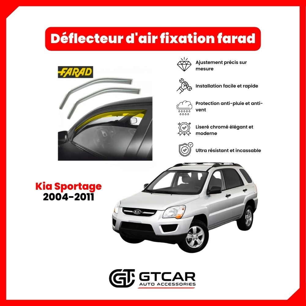 Déflecteur d'air fixation farad 2pieces Kia Sportage 2004-2011
