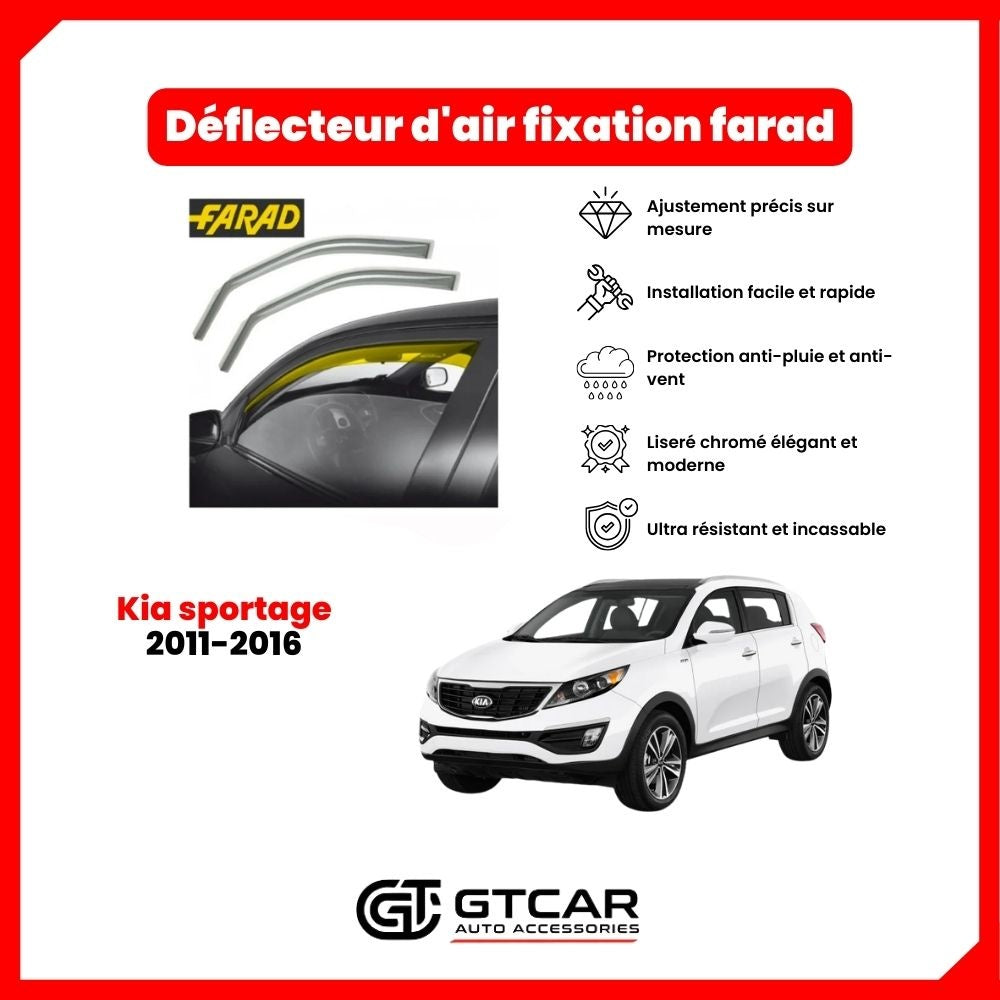 Déflecteur d'air fixation farad 2pieces Kia sportage 2011-2016