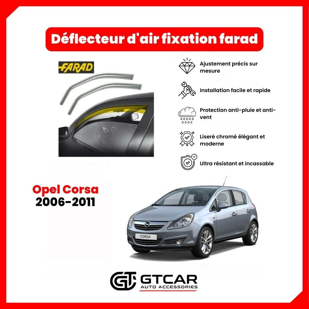 Déflecteur d'air fixation farad 2pieces Opel Corsa 2006-2011