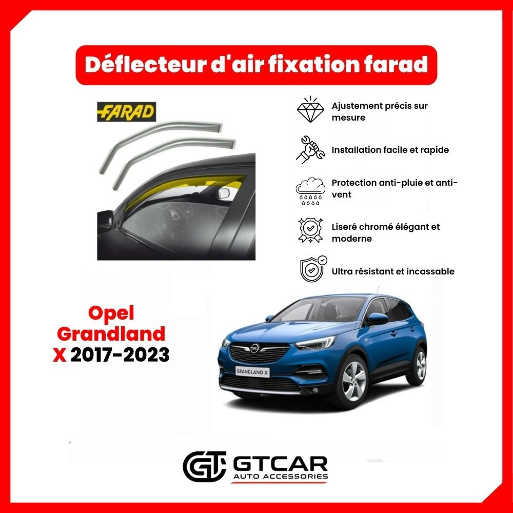 Déflecteur d'air fixation farad 2pieces Opel Grandland X 2017-2023