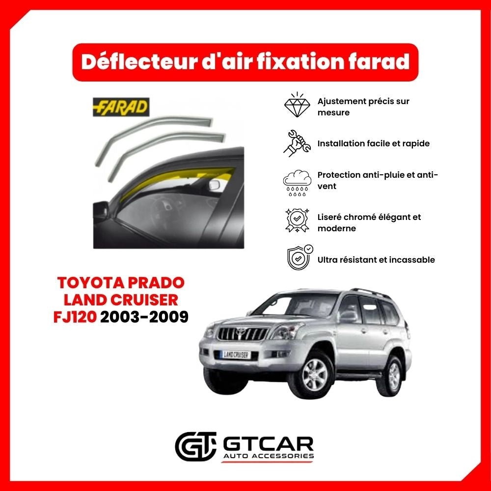 Deflecteur d'air fixation farad 2pieces Toyota prado land cruiser FJ120 2003-2009