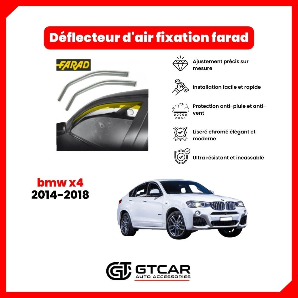 Deflecteur d'air fixation farad 2pieces bmw x4 2014-2018