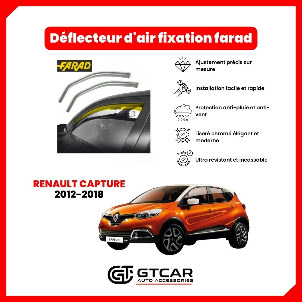 Deflecteur d'air fixation farad 2pieces renault capture 2012-2018