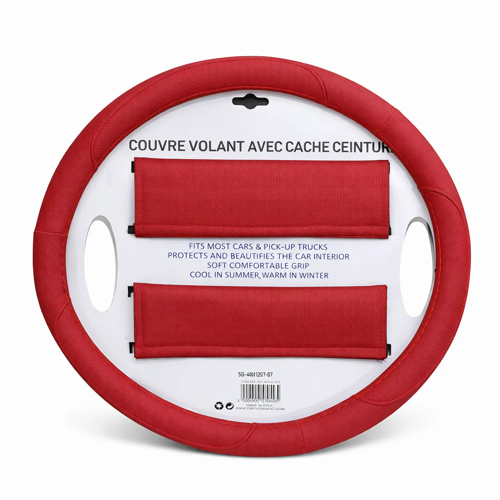 Couvre volant simili cuir + Cache ceinture 38CM