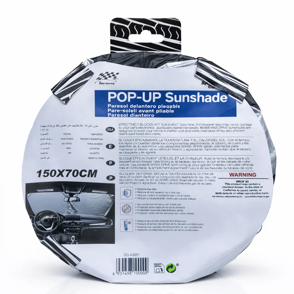 SG-43601 Pare soleil 150cm x 70cm chrome POP-UP