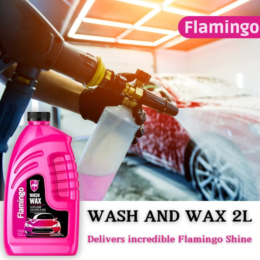 1 F333 Flamingo shampoing car wax 2L + 1 peau chamois bleu 64x43