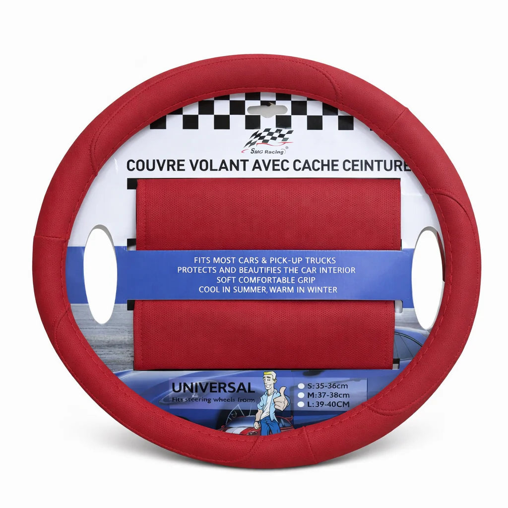 Couvre volant simili cuir + Cache ceinture 38CM