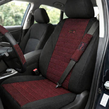 Housse standard tissu rouge avec couvre volant+ cache ceinture
