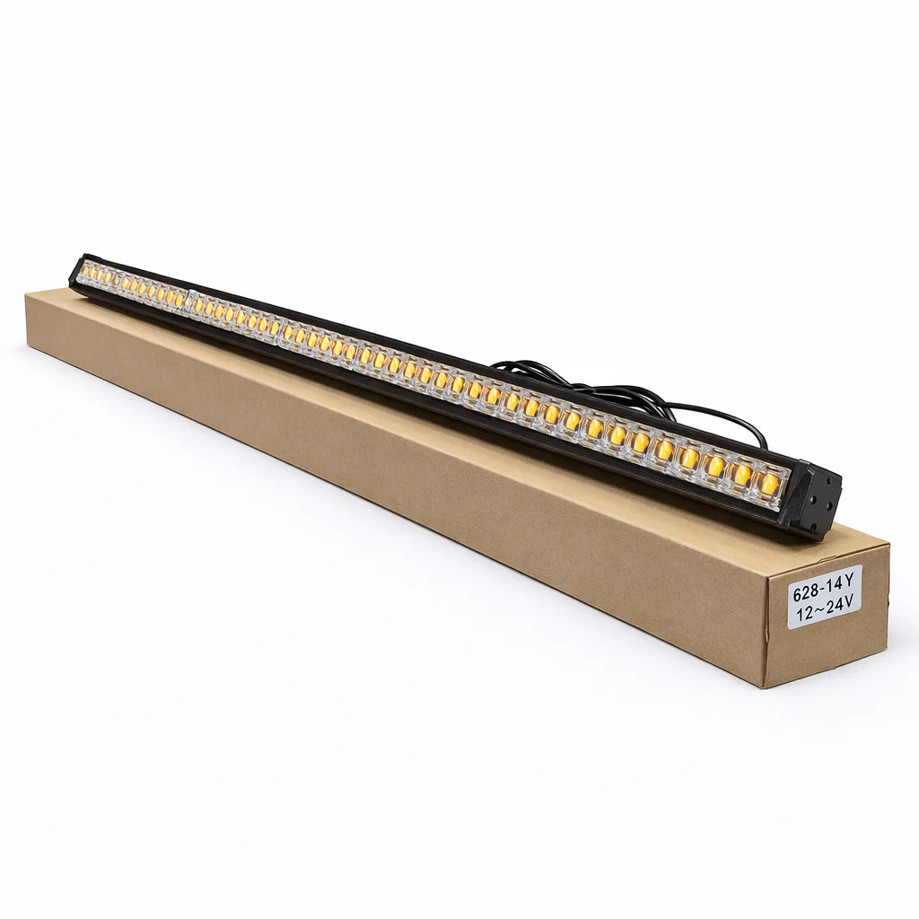 628-14Y Barre strobo 14 LED Orange 81CM 12V 24V