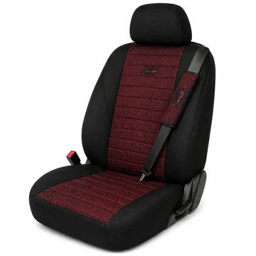 Housse standard tissu rouge avec couvre volant+ cache ceinture