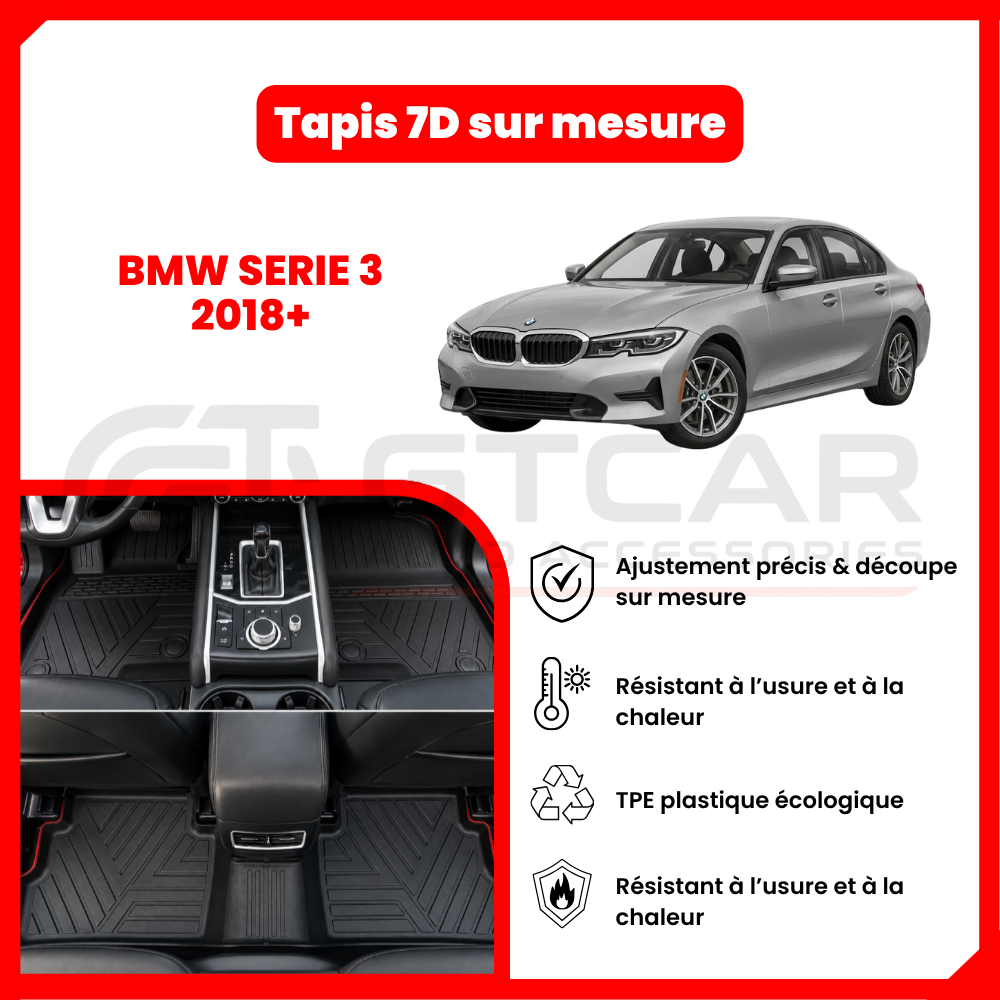 Tapis 7D sur mesure BMW SERIE 3 2018+