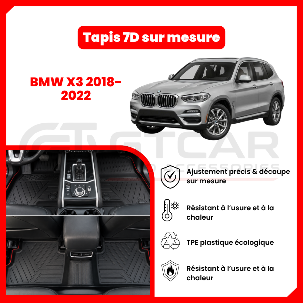 Tapis 7D sur mesure BMW X3 2018-2022