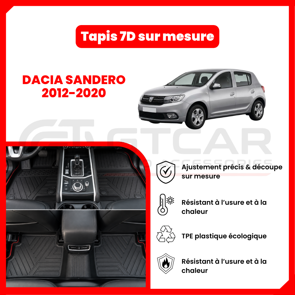 Tapis 7D sur mesure DACIA SANDERO 2012-2020