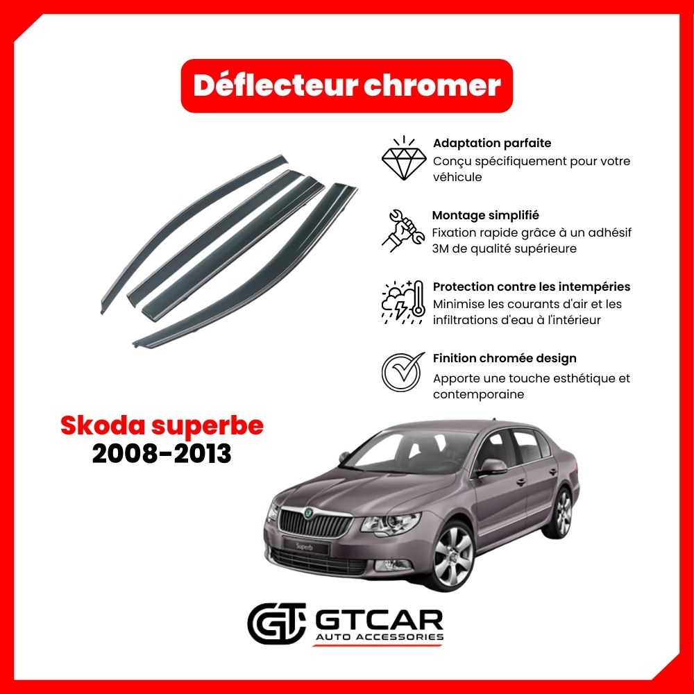 Déflecteur chrome Skoda superbe 2008-2013