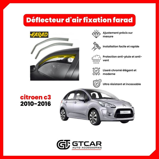 Deflecteur d'air fixation farad 2piece citroen c3 2010-2016