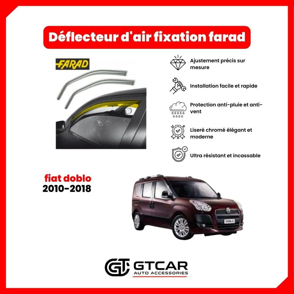 Deflecteur d'air fixation farad 2piece fiat doblo 2010-2018