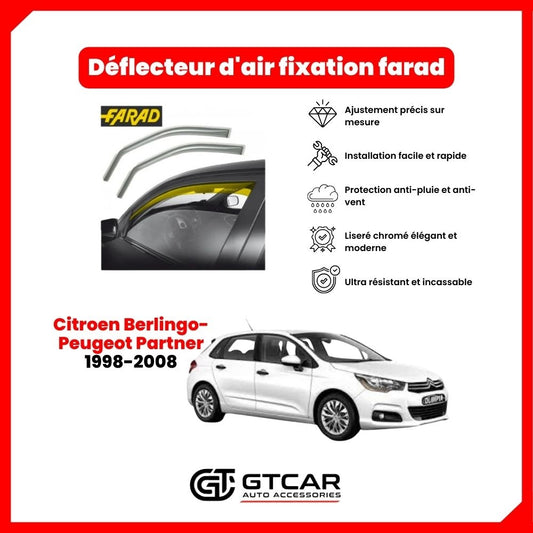 Déflecteur d'air fixation farad 2pieces Citroen Berlingo- Peugeot Partner 1998-2008