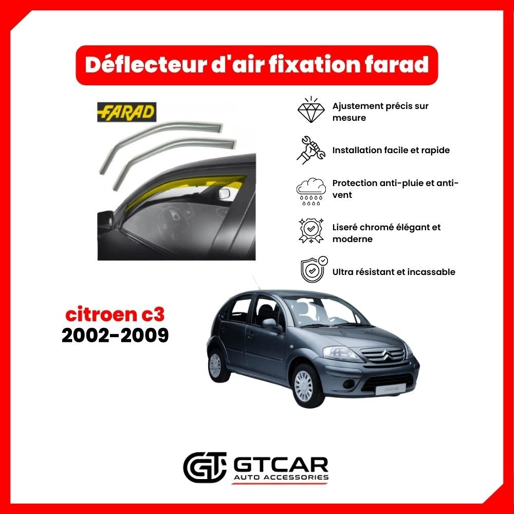 Deflecteur d'air fixation farad 2pieces citroen c3 2002-2009