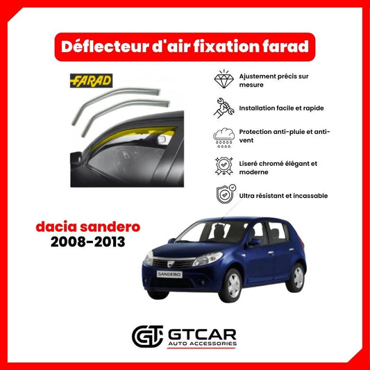 Deflecteur d'air fixation farad 2pieces dacia sandero 2008-2013