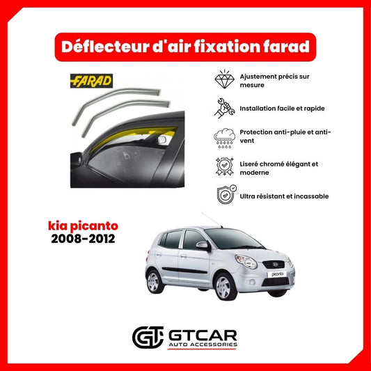 Deflecteur d'air fixation farad 2pieces kia picanto 2008-2012