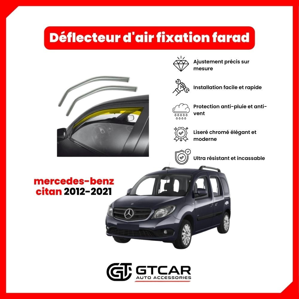 Deflecteur d'air fixation farad 2pieces mercedes-benz citan 2012-2021