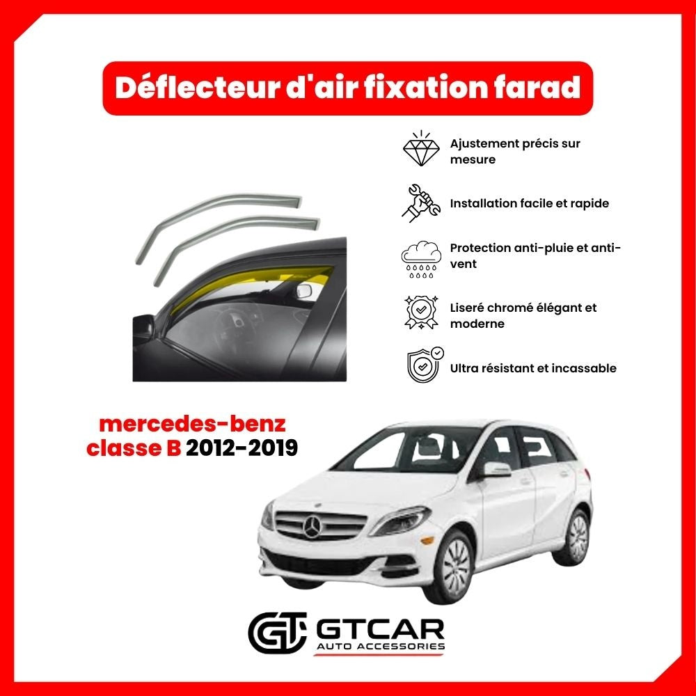 Deflecteur d'air fixation farad 2pieces mercedes-benz classe B 2012-2019