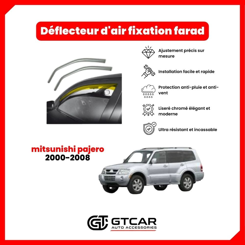 Deflecteur d'air fixation farad 2pieces mitsunishi pajero 2000-2008