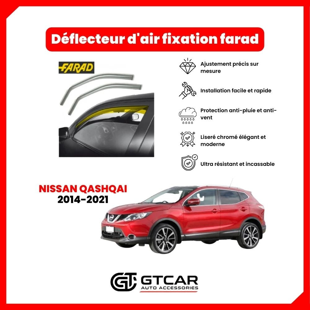 Deflecteur d'air fixation farad 2pieces nissan qashqai 2014-2021