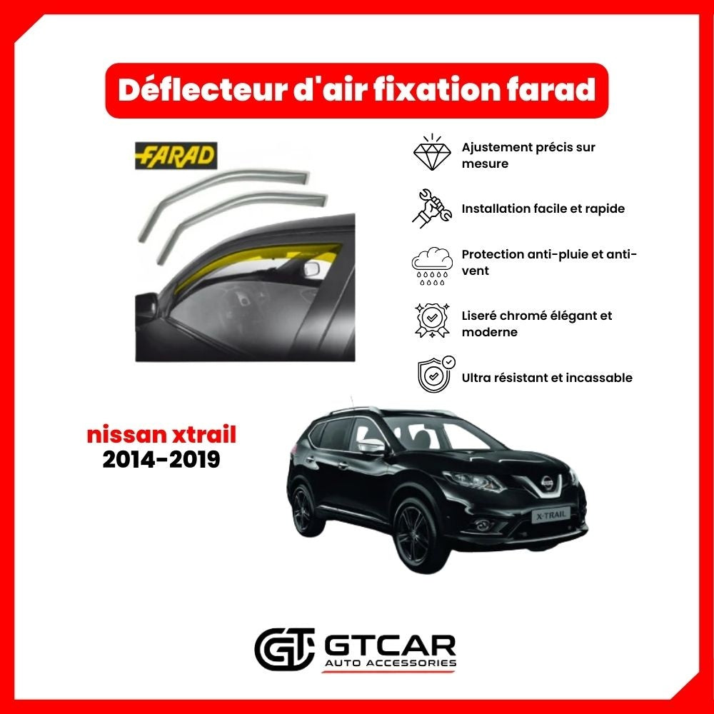 Deflecteur d'air fixation farad 2pieces nissan xtrail 2014-2019