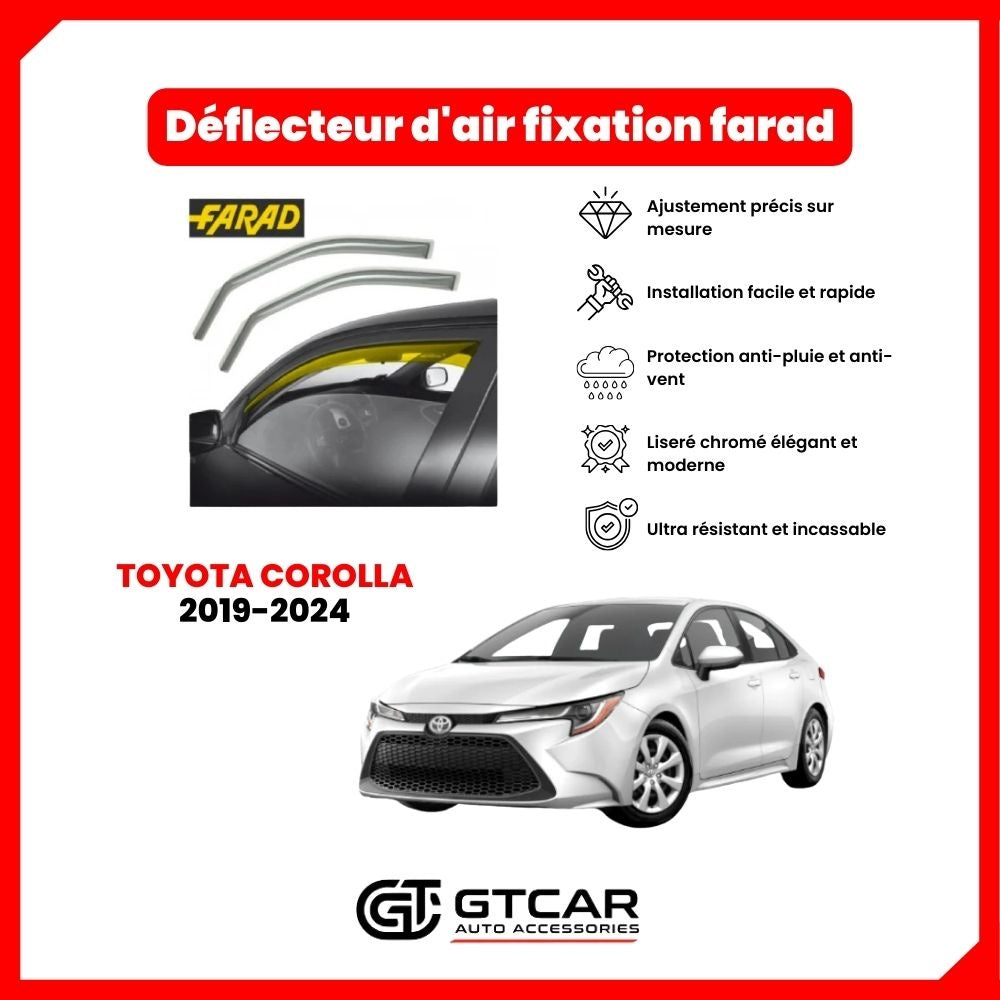 Deflecteur d'air fixation farad 2piece toyota corolla 2019-2024