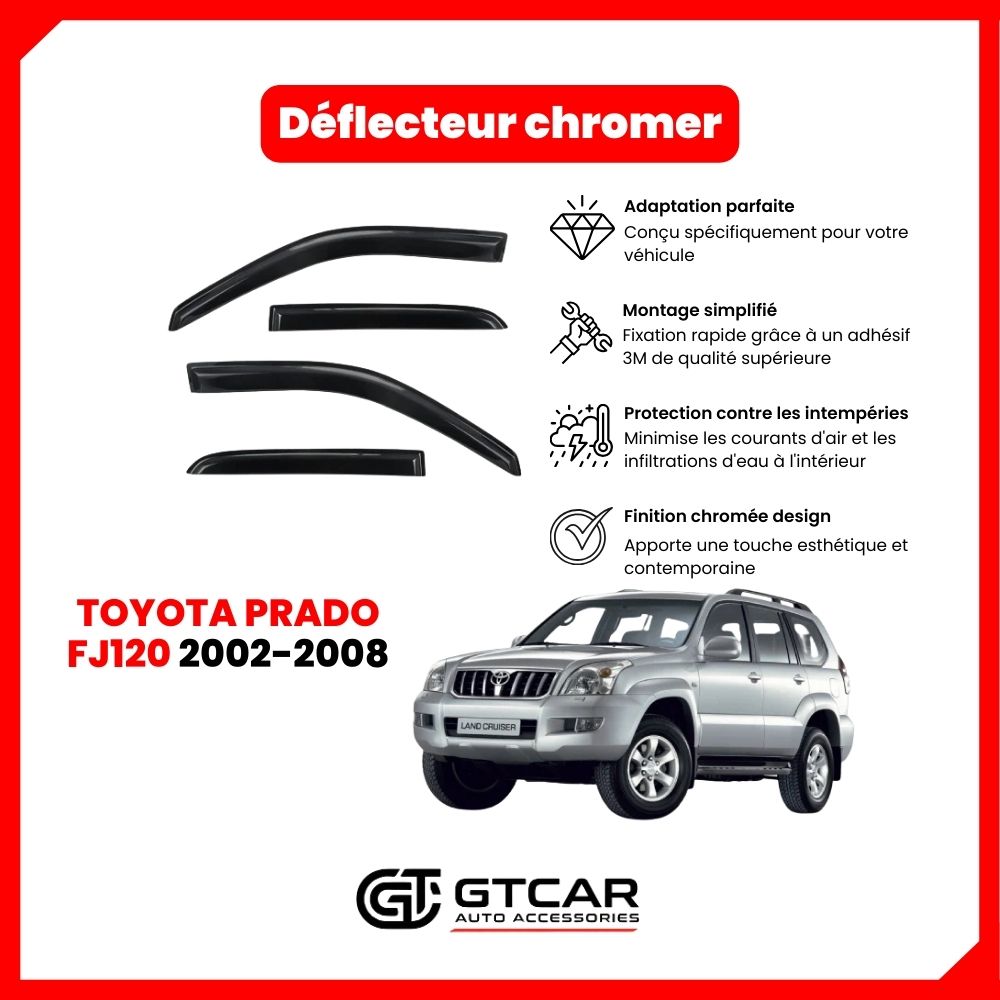 Deflecteur d'air simple noir toyota prado FJ120 2002-2008