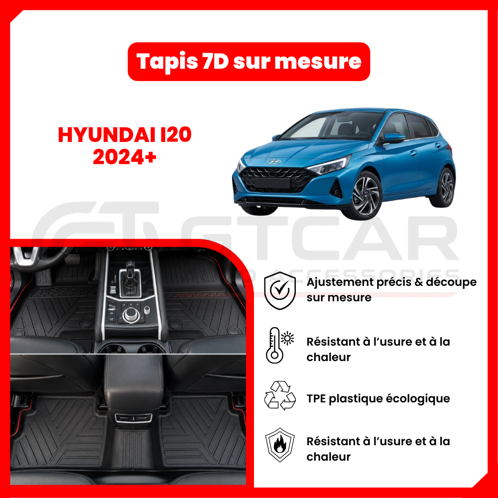 Tapis 7D sur mesure HYUNDAI I20 2024+