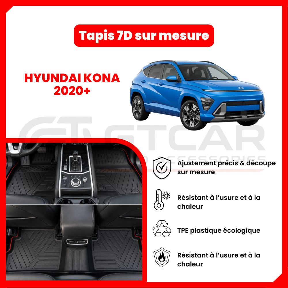 Tapis 7D sur mesure HYUNDAI KONA 2020+