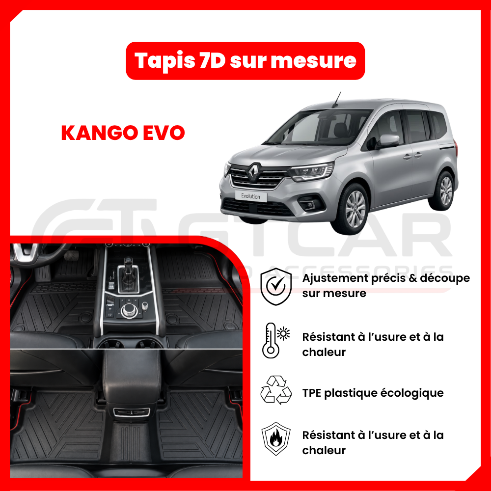 Tapis 7D sur mesure Renault KANGO EVO