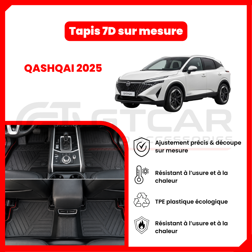 Tapis 7D sur mesure NISSAN QASHQAI 2025