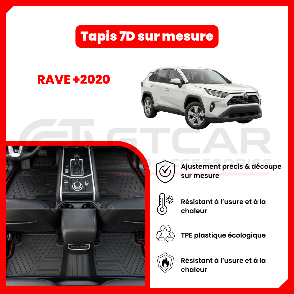 Tapis 7D sur mesure TOYOTA RAVE +2020