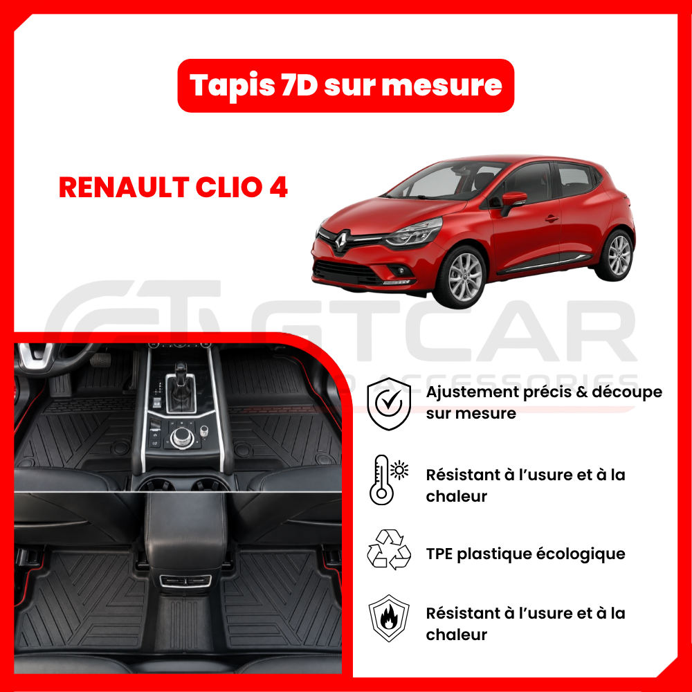 Tapis 7D sur mesure Renault CLIO 4