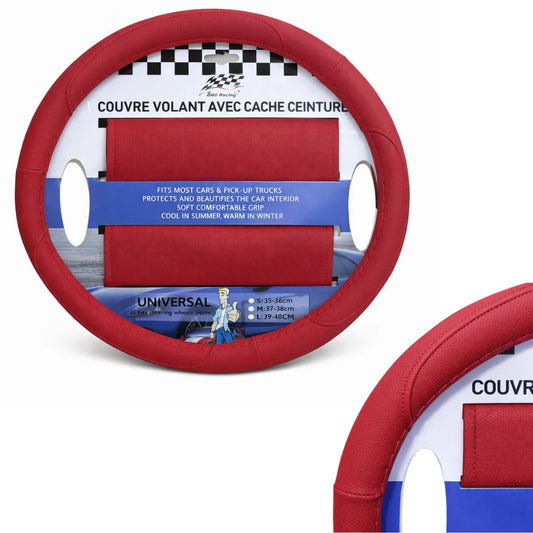 Couvre volant simili cuir + Cache ceinture 38CM