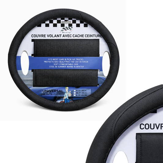 Couvre volant simili cuir + Cache ceinture 38CM