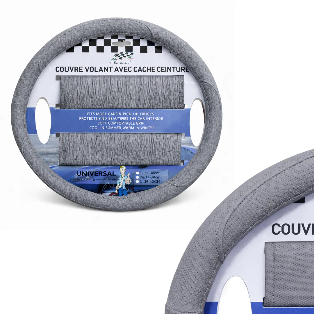 Couvre volant simili cuir + Cache ceinture 38CM