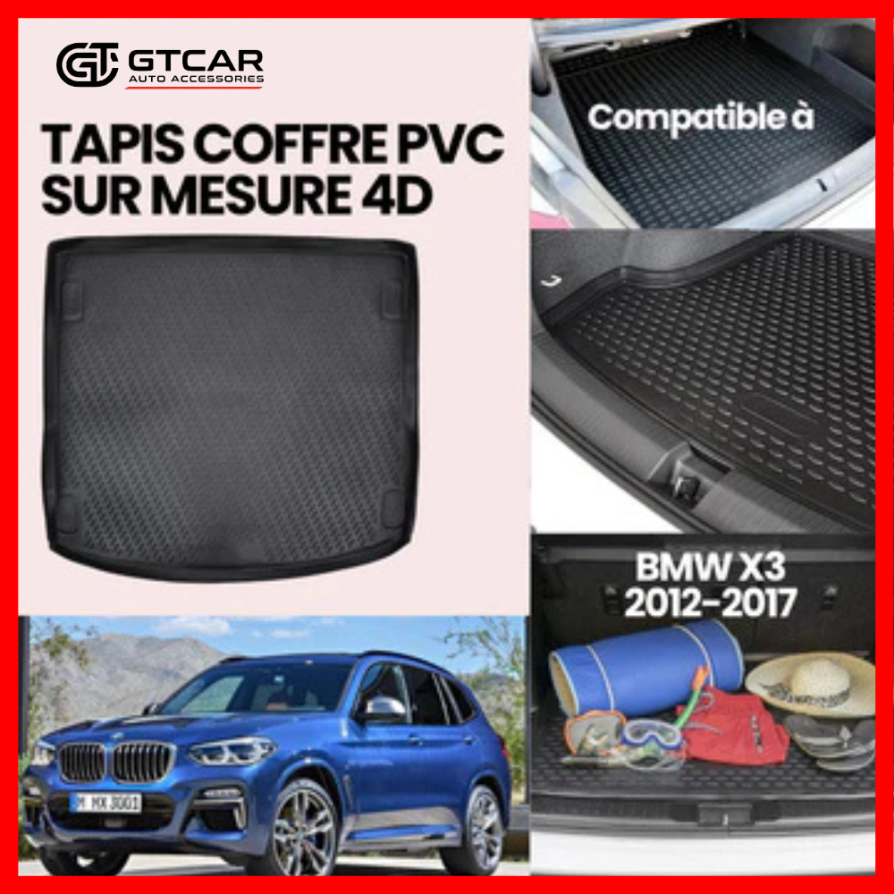 TAPIS SUR MESURE 4D COFFRE PVC BMW X3 2012-2017