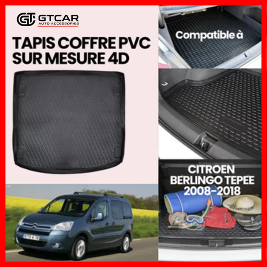 TAPIS SUR MESURE 4D COFFRE PVC CITROËN BERLINGO TEPEE 2008-2018