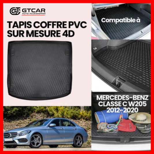 TAPIS SUR MESURE 4D COFFRE PVC MERCEDES-BENZ CLASSE C W205 2012-2021