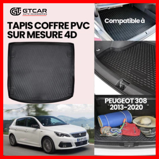TAPIS SUR MESURE 4D COFFRE PVC PEUGEOT 308 2013-2020