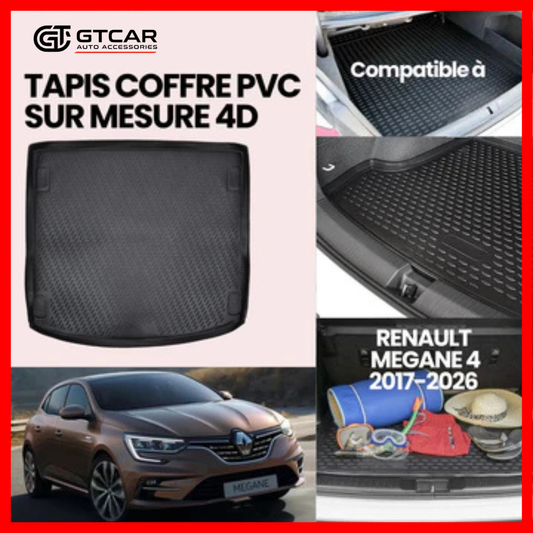 TAPIS SUR MESURE 4D COFFRE PVC RENAULT MEGANE 4 COUPE 2017-2026