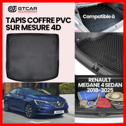 TAPIS SUR MESURE 4D COFFRE PVC RENAULT MEGANE 4 SEDAN 2018-2025